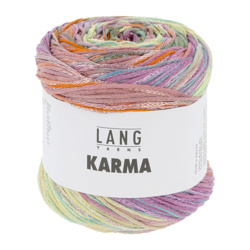 Lang Yarns Karma in der Farbe lila türkis limone