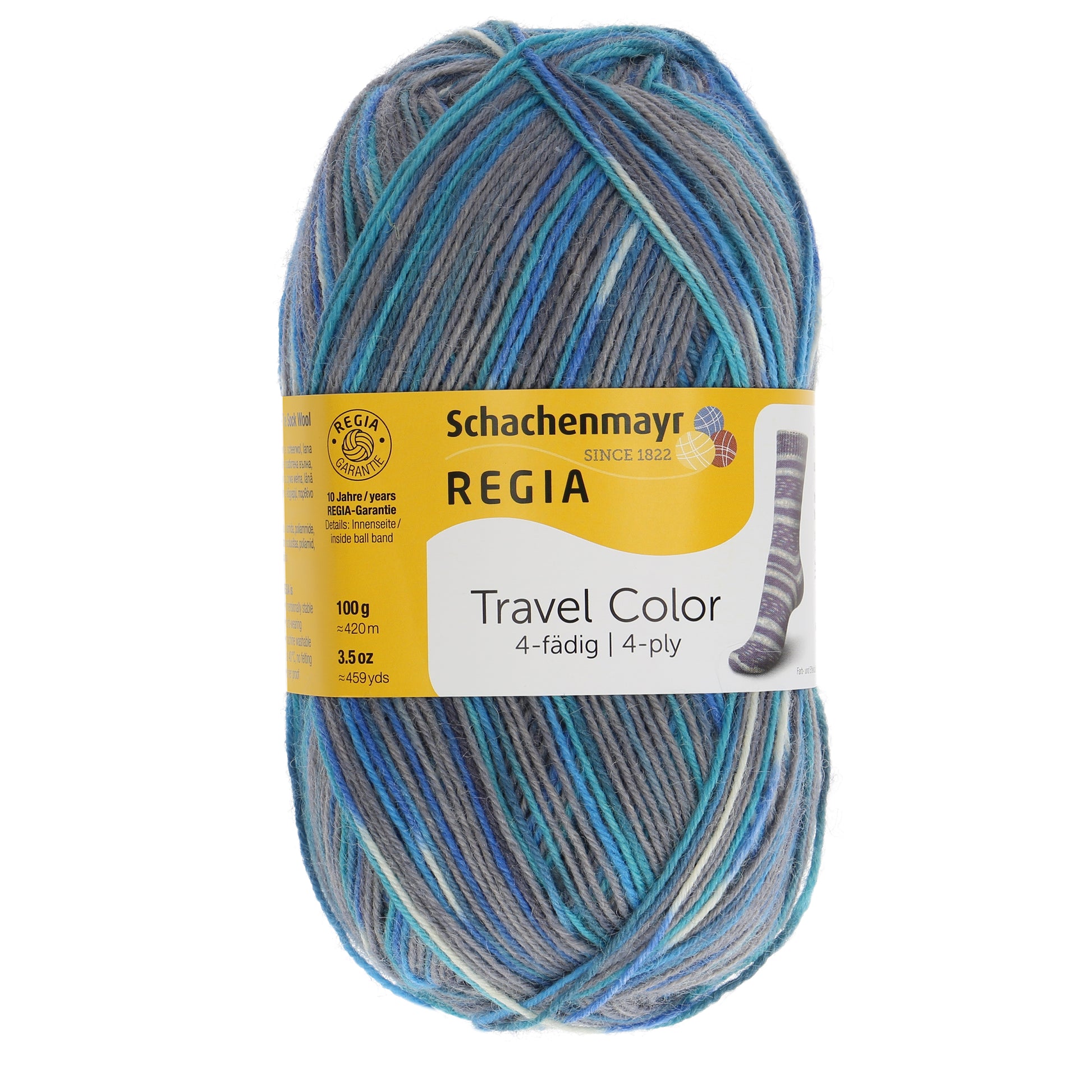 Sockengarne Regia 4-faedig color 100 gr in der Farbe lincoln highway color