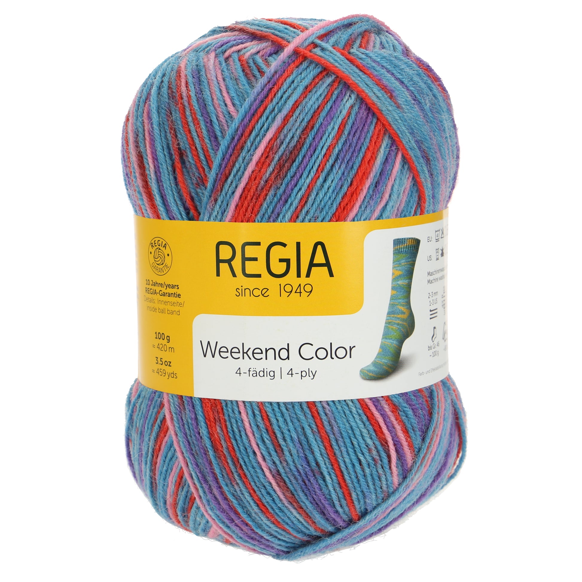 Sockengarne Regia 4-faedig color 100 gr in der Farbe schwimmbad color