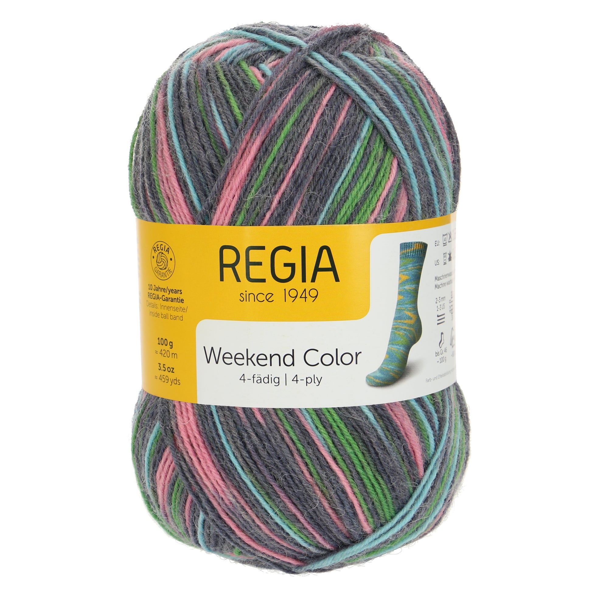 Sockengarne Regia 4-faedig color 100 gr in der Farbe shopping tour color