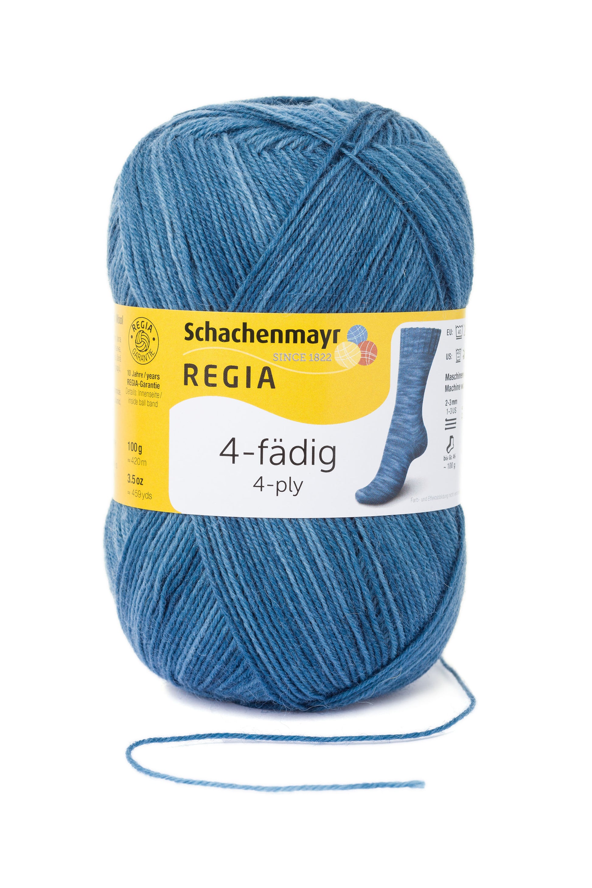 Sockengarne Regia 4-faedig color 100 gr in der Farbe jeansblau color