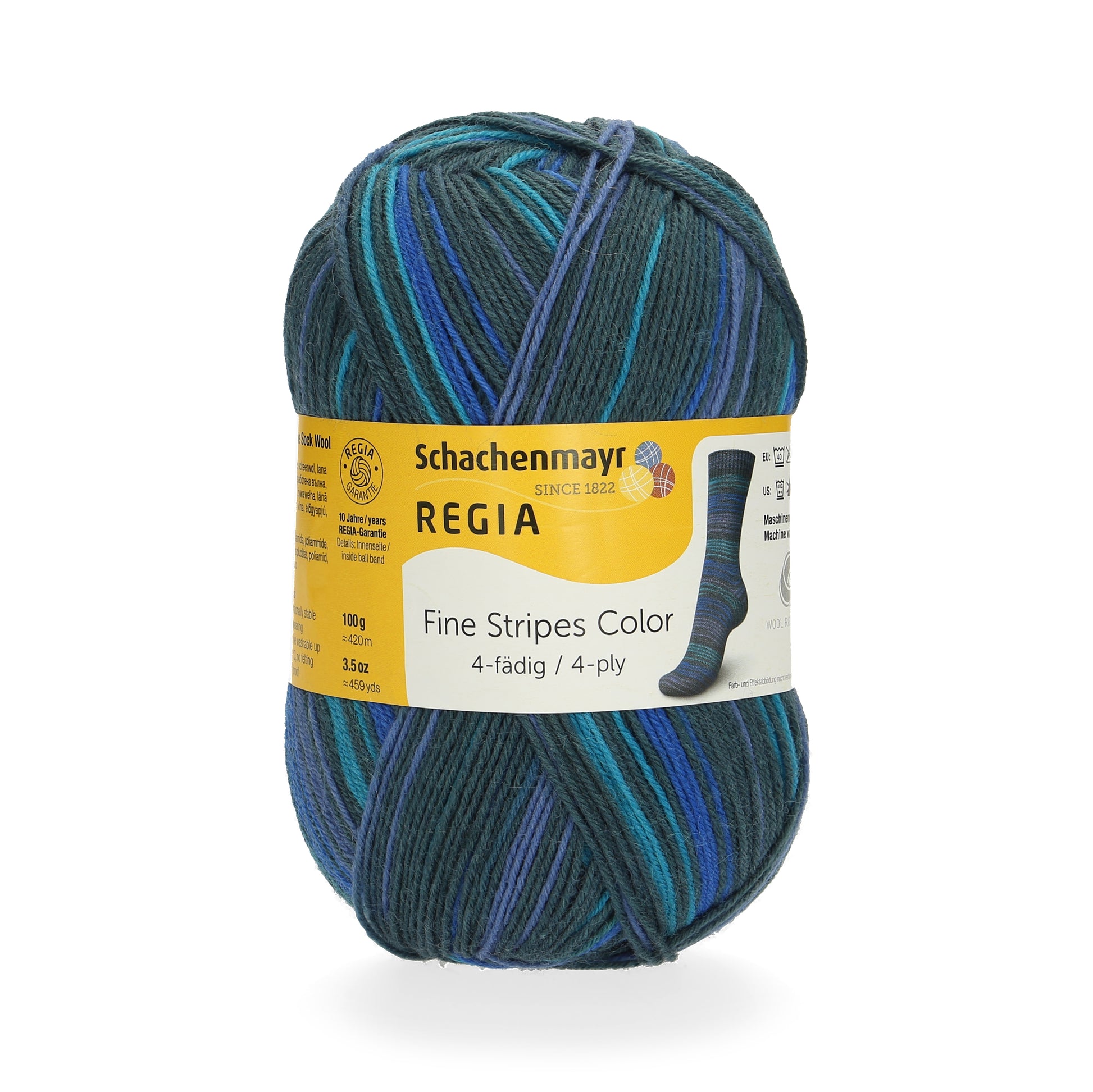 Sockengarne Regia 4-faedig color 100 gr in der Farbe green stripes color