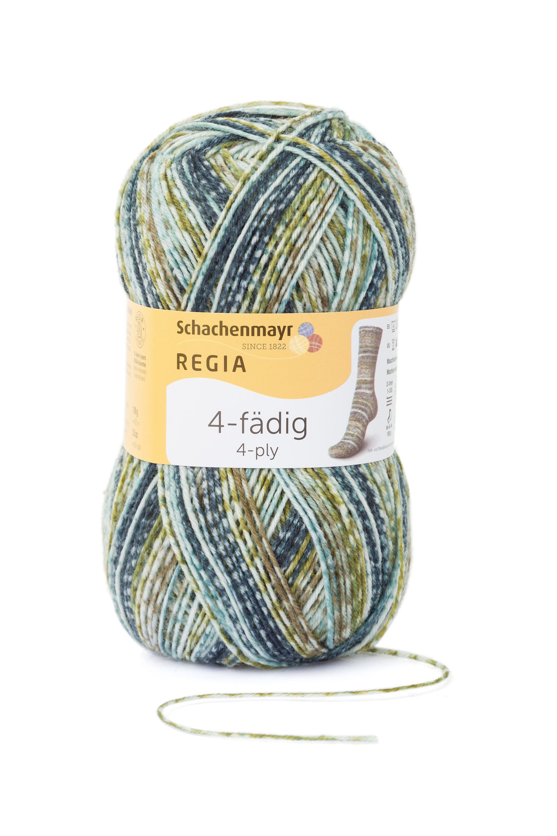 Sockengarne Regia 4-faedig color 100 gr in der Farbe sage color