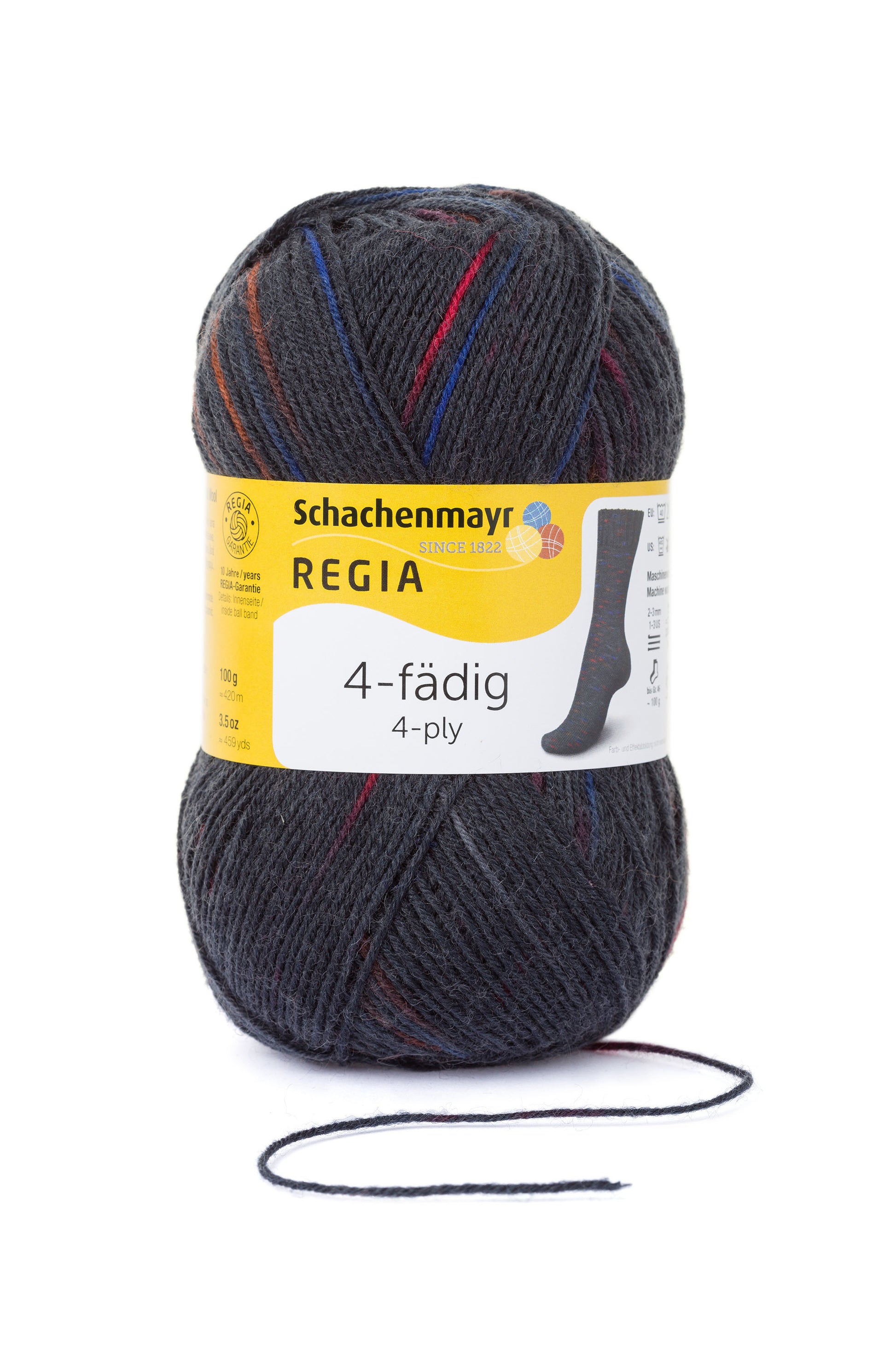 Sockengarne Regia 4-faedig color 100 gr in der Farbe spot graphit color