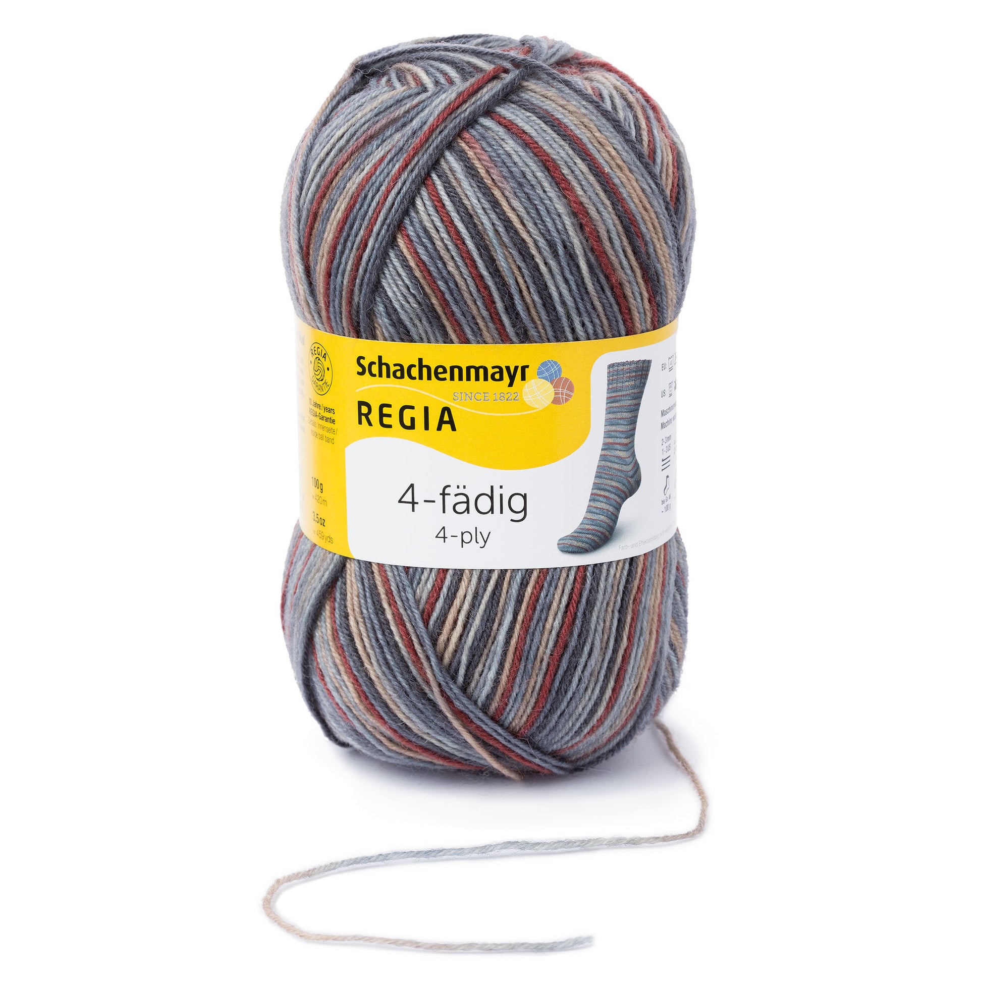 Sockengarne Regia 4-faedig color 100 gr in der Farbe vermont graphit color