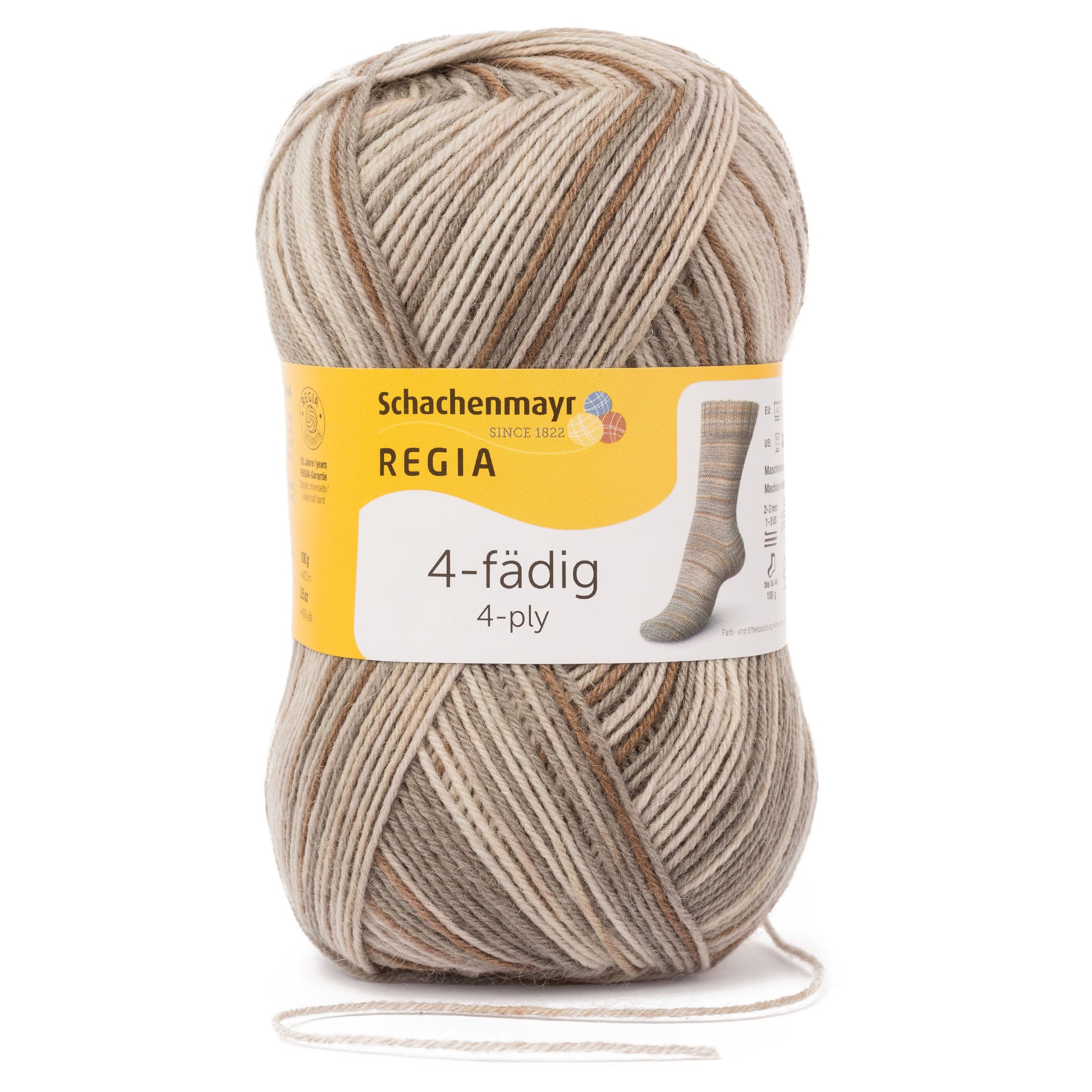 Sockengarne Regia 4-faedig color 100 gr in der Farbe stone color