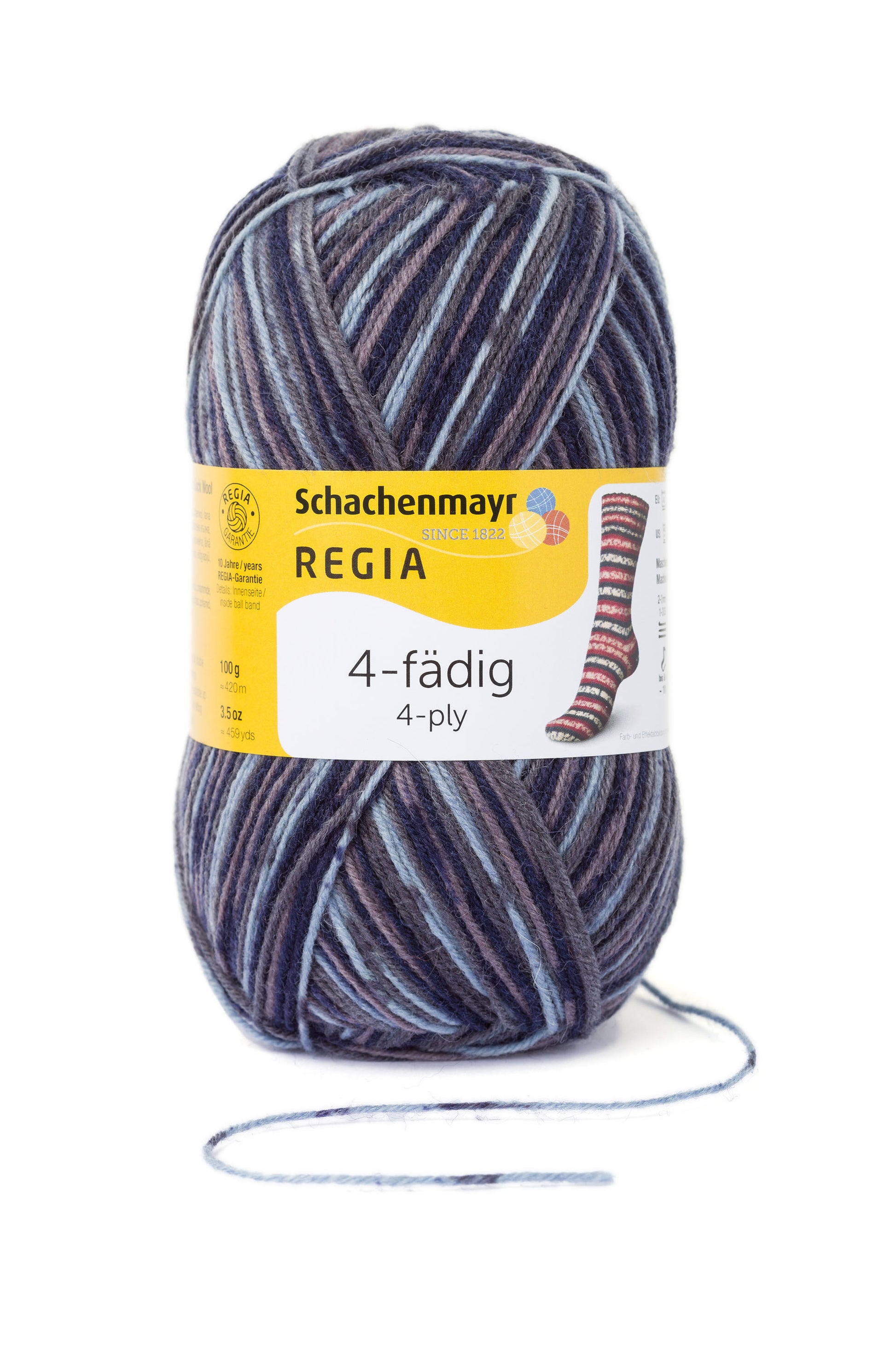 Sockengarne Regia 4-faedig color 100 gr in der Farbe schneestern color