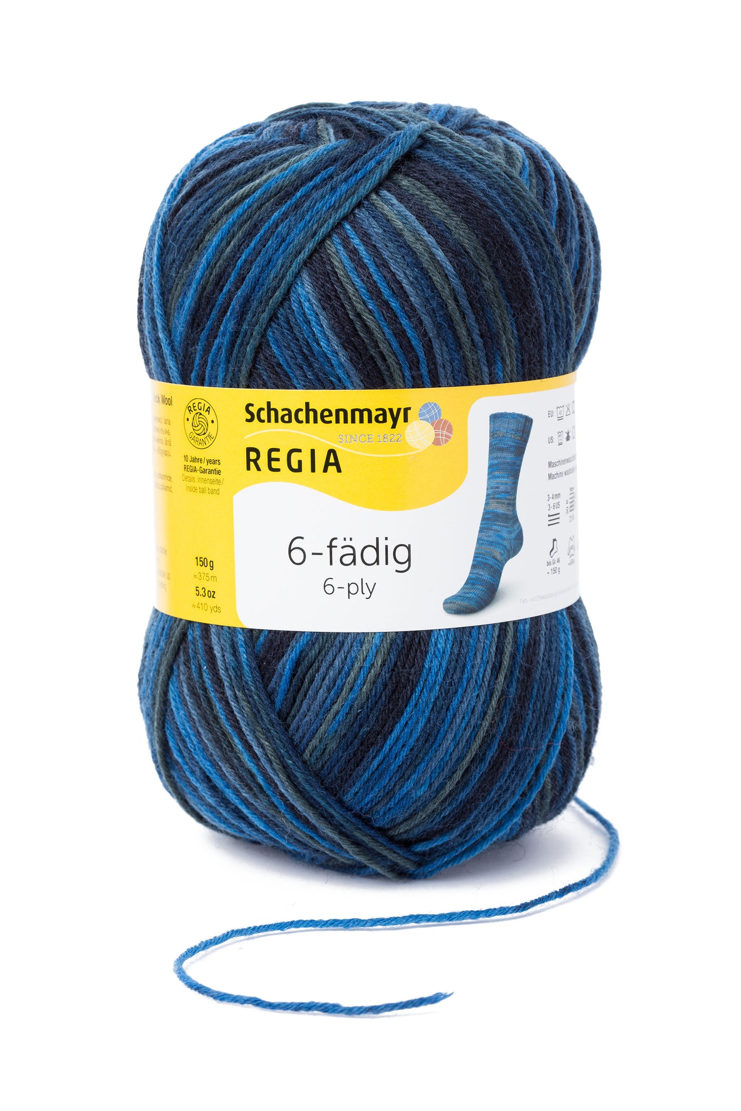 Sockengarn Regia 6 faedig in der Farbe tinte color