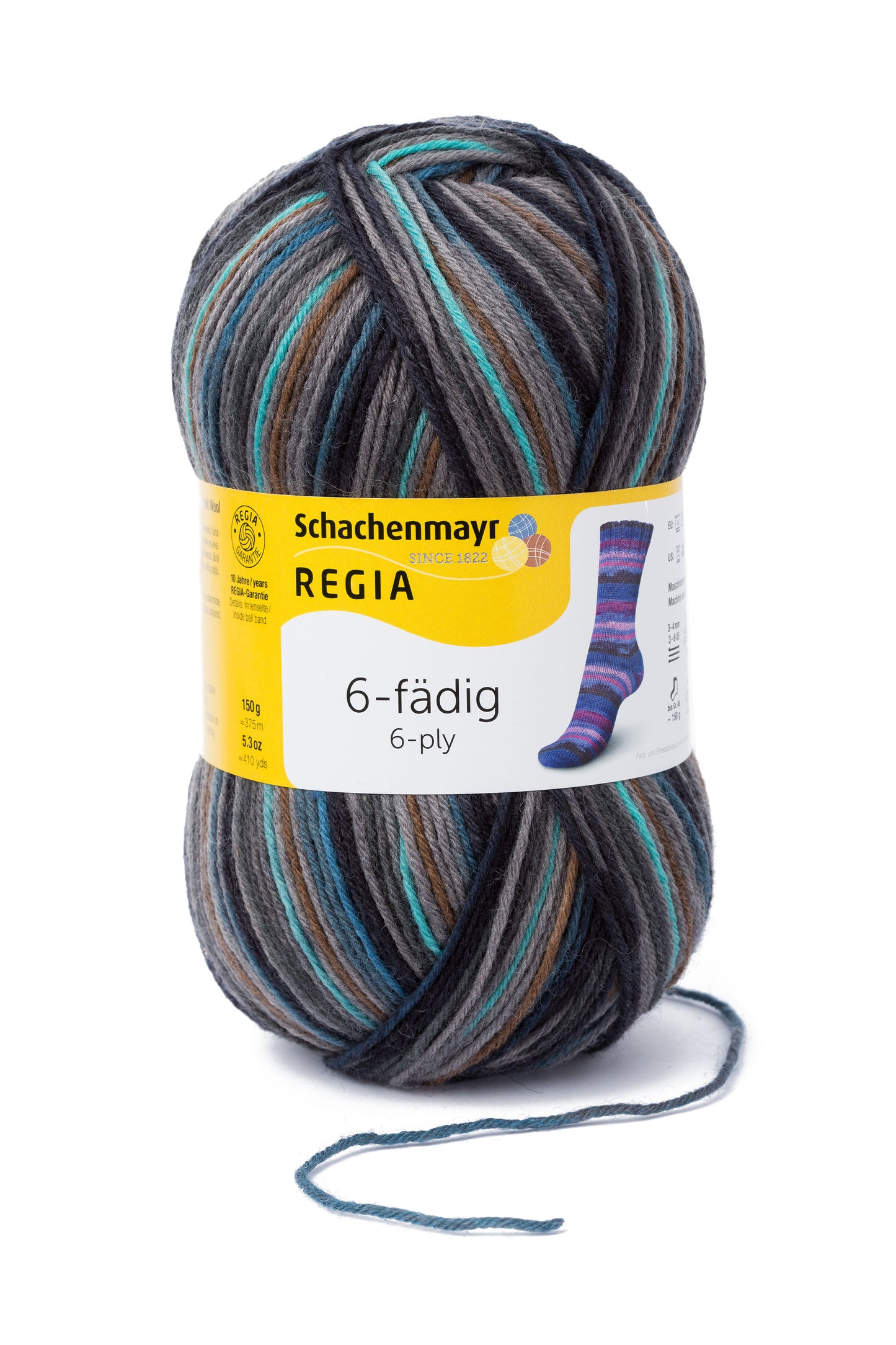 Sockengarn Regia 6 faedig in der Farbe vulkanokilauea color