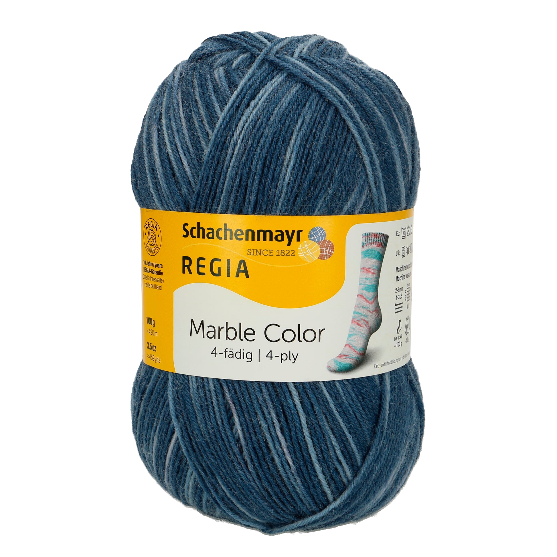 Sockengarne Regia 4-faedig color 100 gr in der Farbe turchino marble color