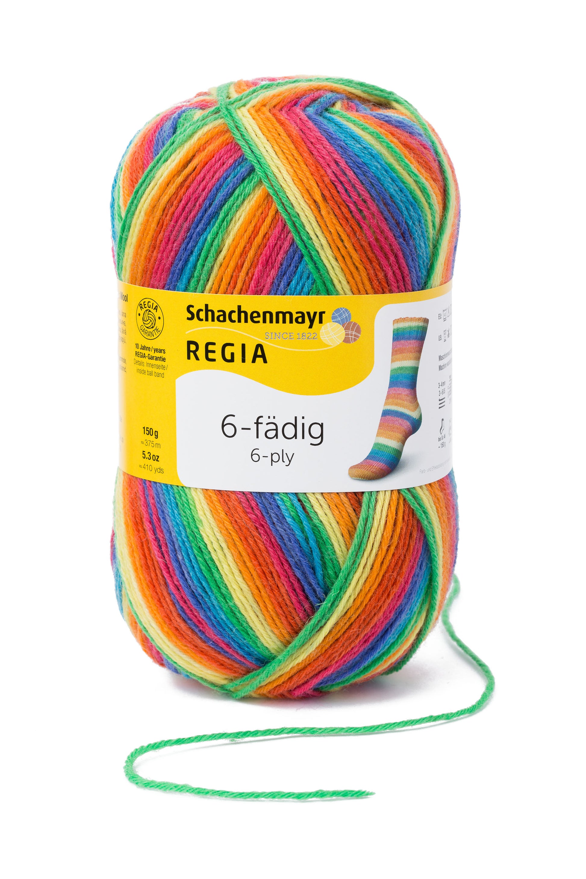 Sockengarn Regia 6 faedig in der Farbe rainbow color