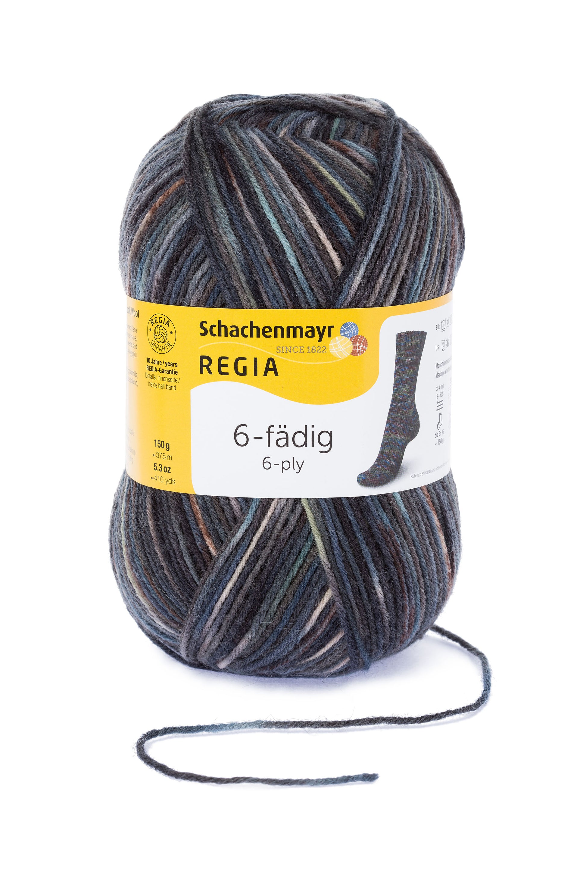 Sockengarn Regia 6 faedig in der Farbe muse color