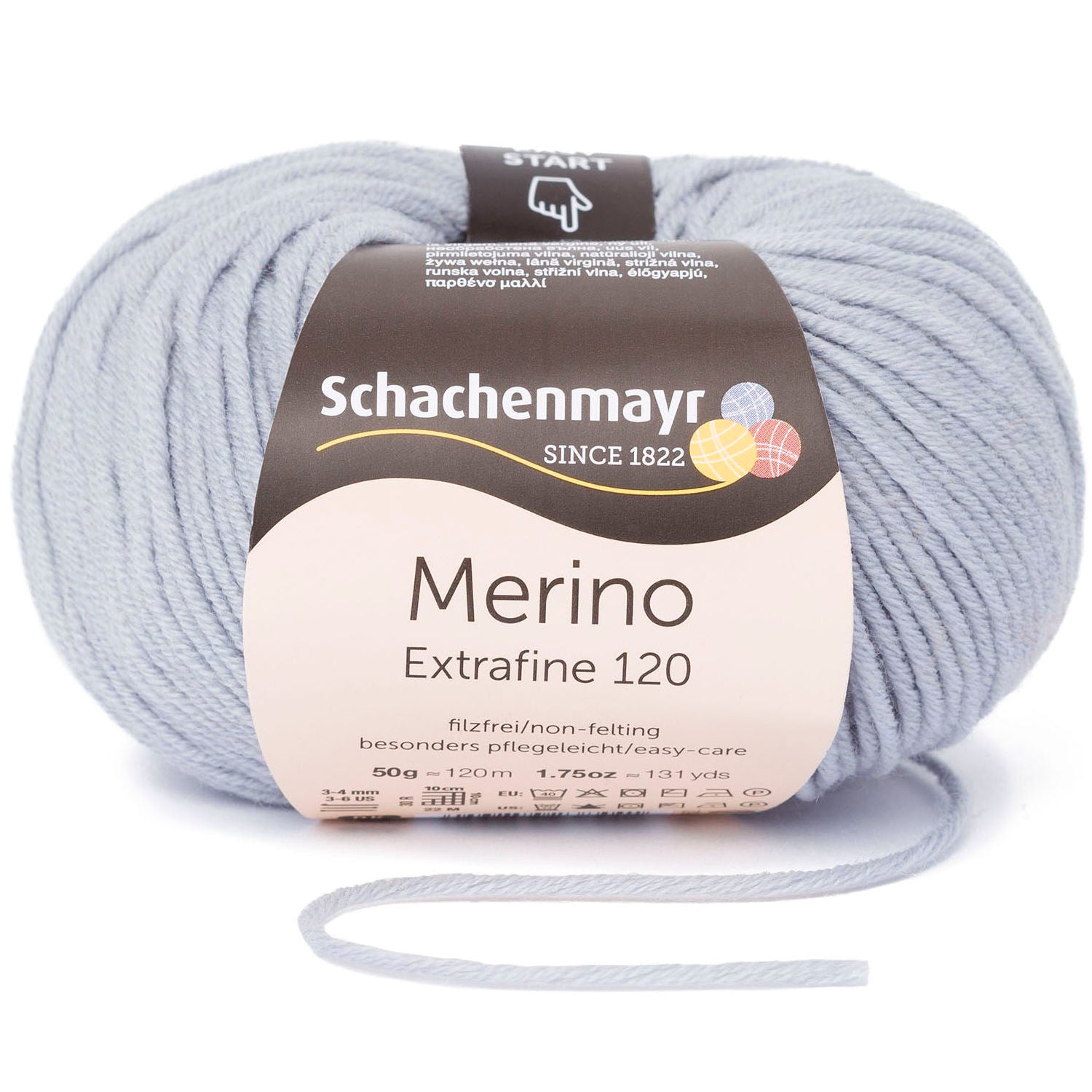 Ganzjahresgarn Merino 120 in der Farbe Silberblau